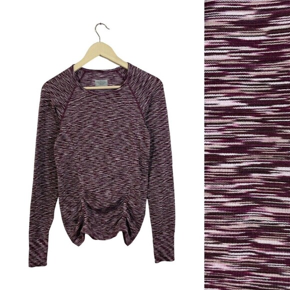 Athleta Small Fastest Track Top Burgundy Space Die Long Sleeve Womens READ - Picture 1 of 13